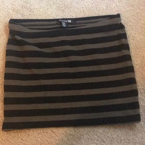 Forever 21 mini striped skirt, black and olive